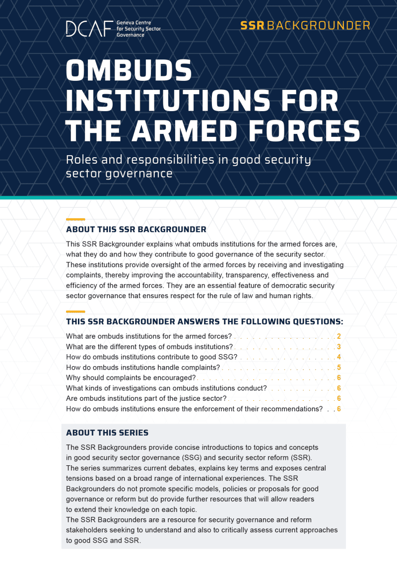 Ombuds Institutions for the Armed Forces