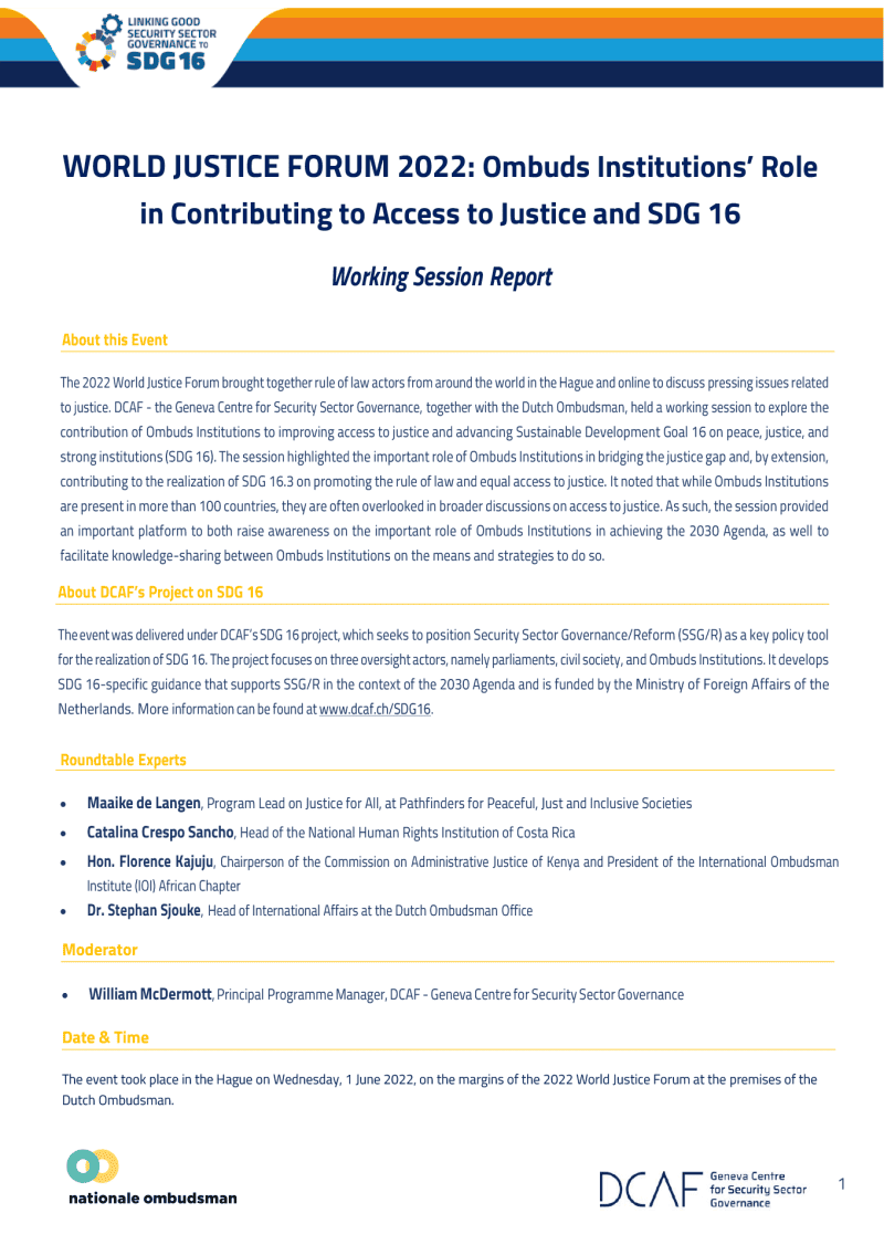 World Justice Forum 2022: Ombuds Institutions’ Role in Contributing to Access to Justice and SDG 16