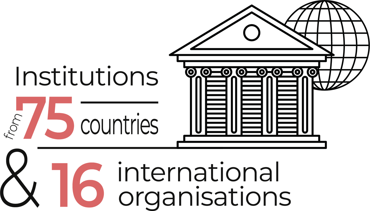 Institutions from 75 countries and 16 international organizations