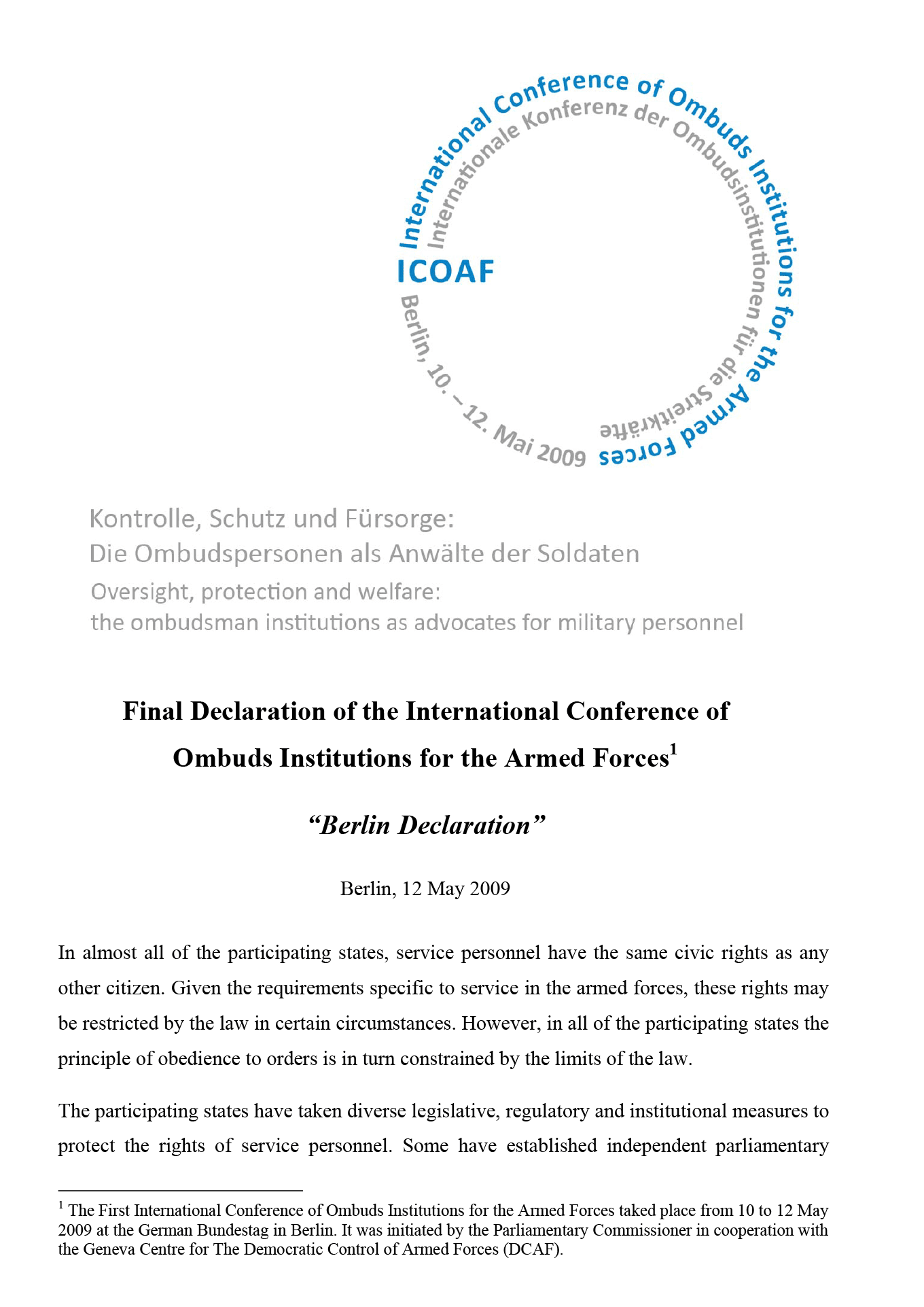 01ICOAF conference statement