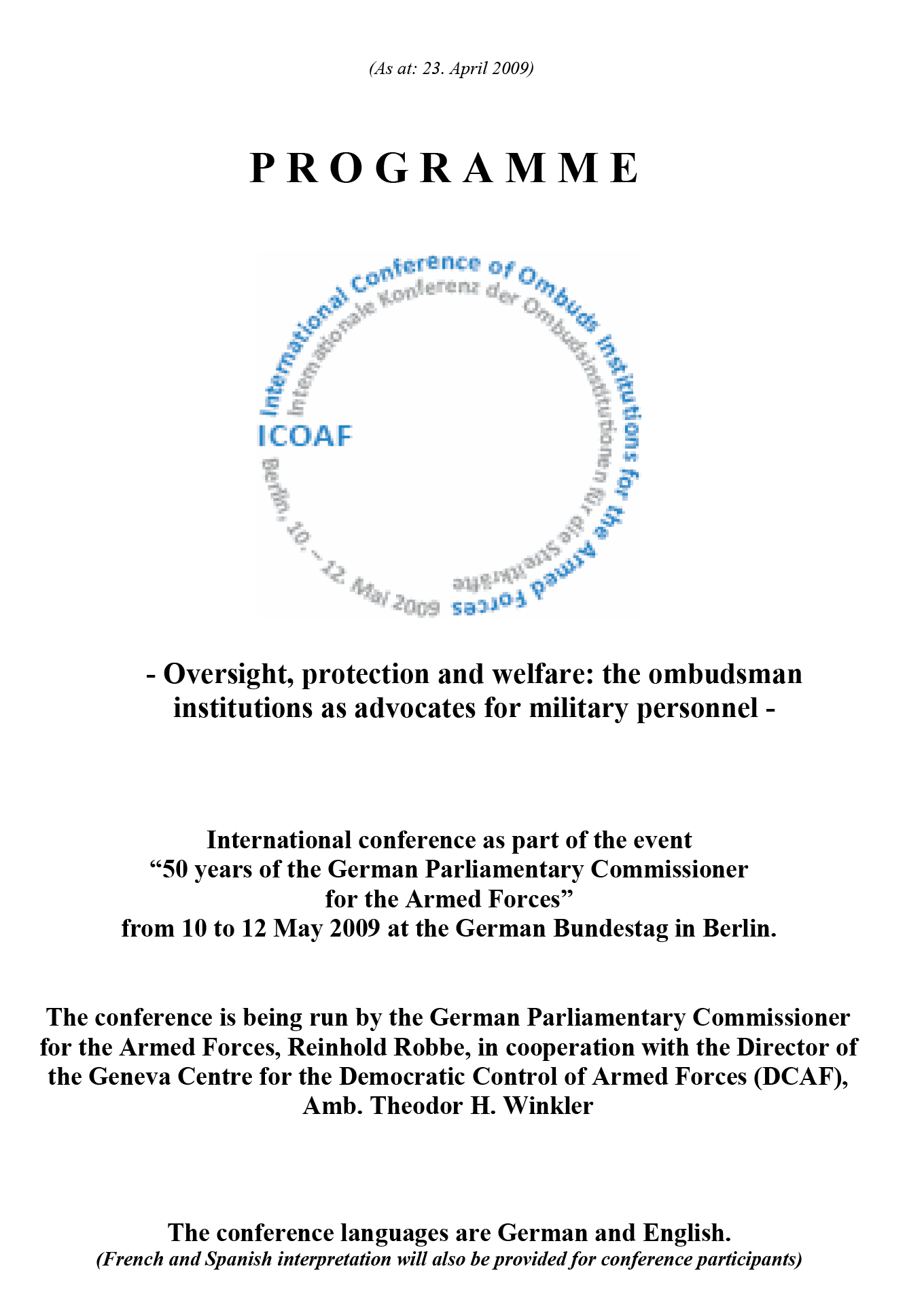 01ICOAF programme