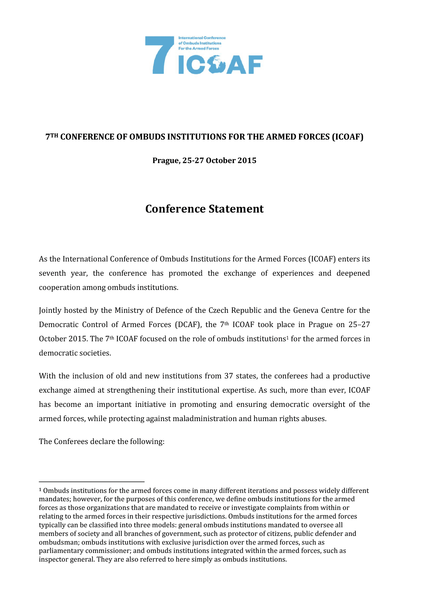 07ICOAF conference statement