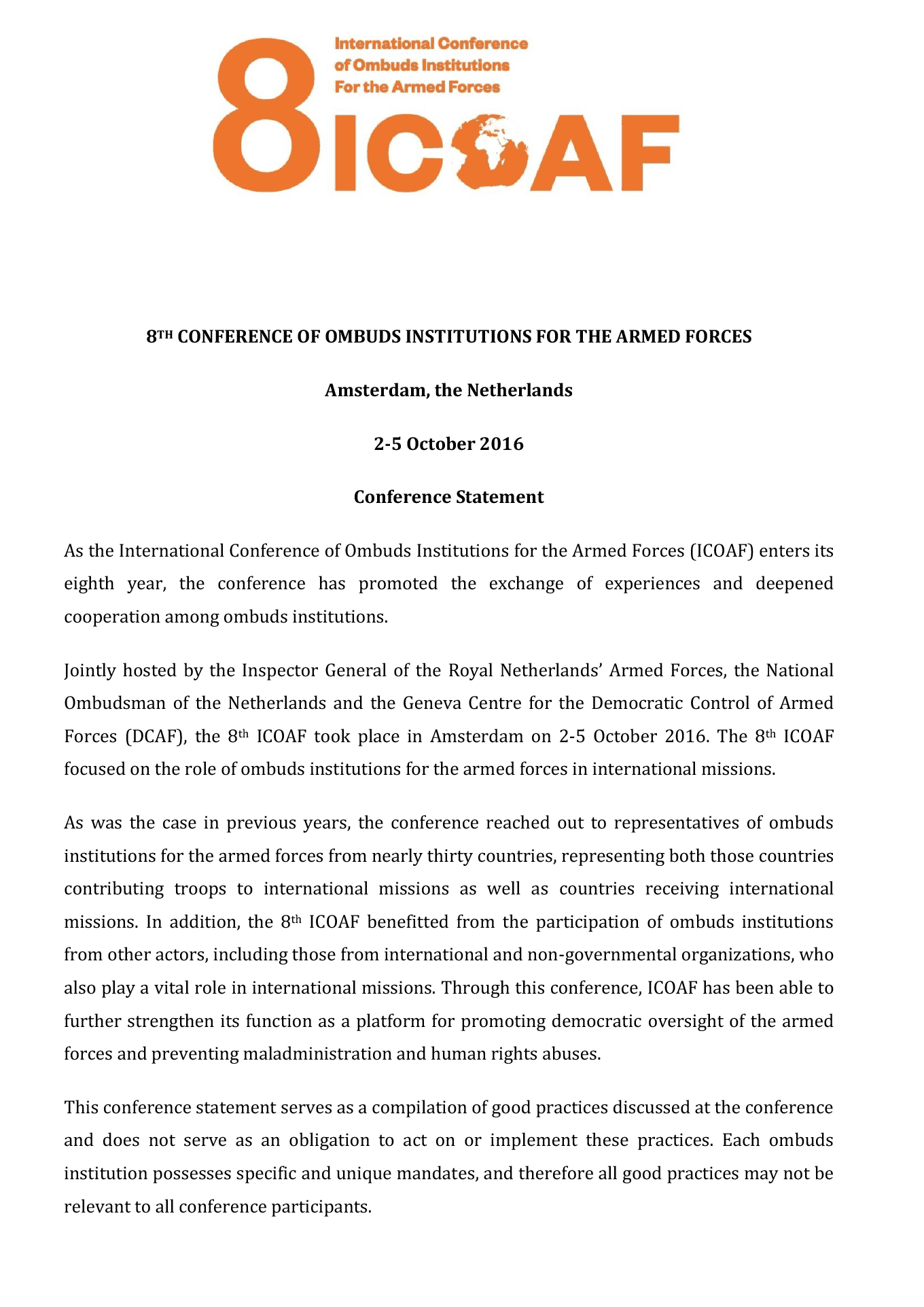 08ICOAF conference statement
