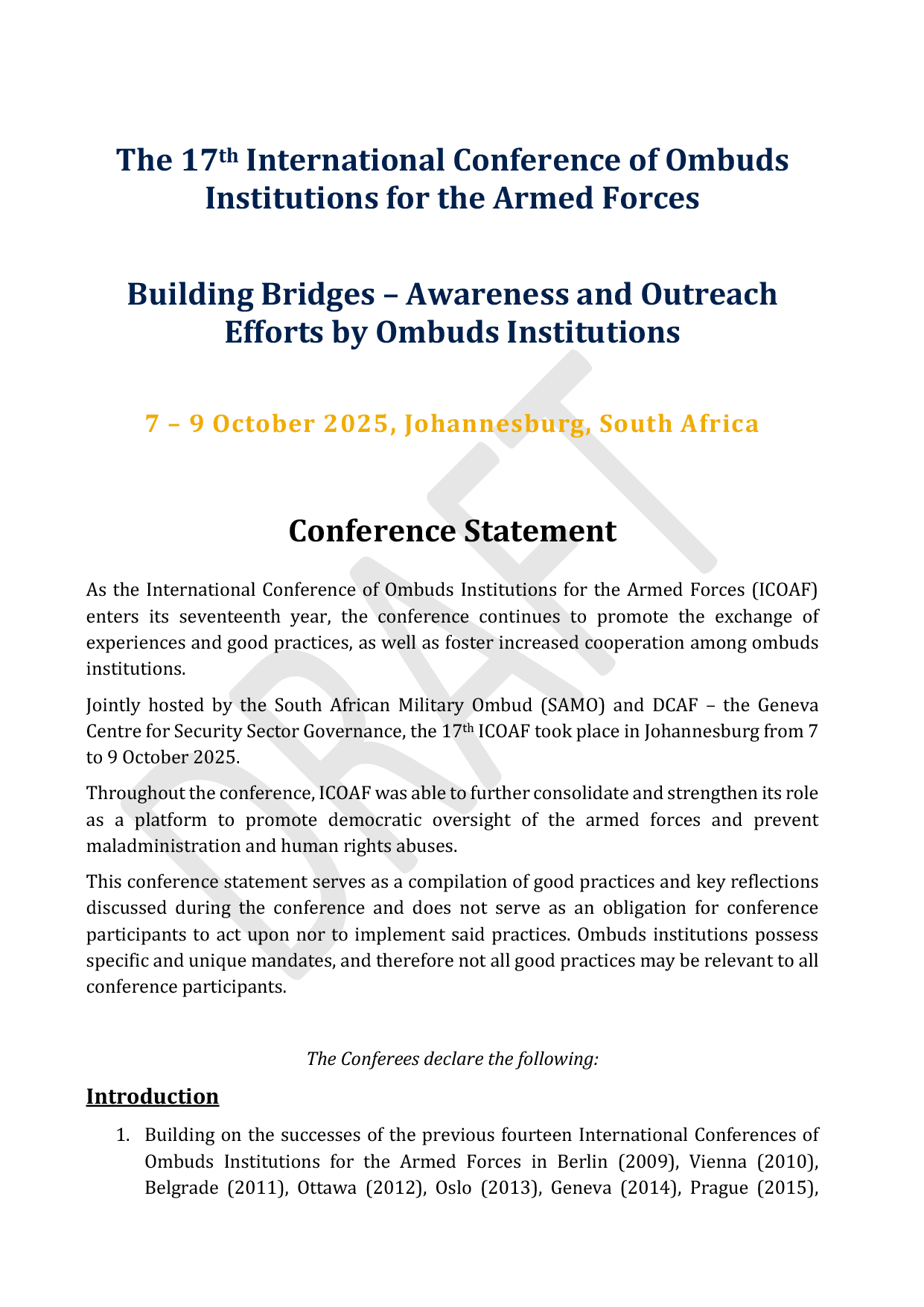 17ICOAF confererence statement